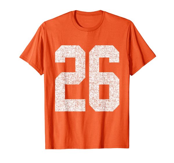 

number 26 jersey style distressed white print t-shirt, White;black