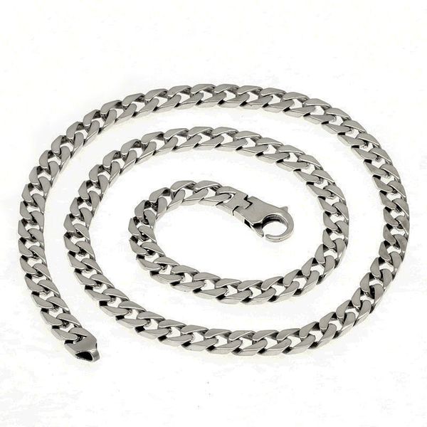 100% sólido S925 STERLING SILVER MIAMI CHANÇAS CUBANÇÕES Colar para mulheres Mens Fine Jewelry Lock 7mm 50/55 / ​​60cm Tank Clasp Chain X0509