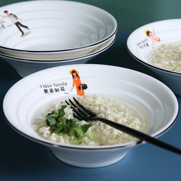 

bowls ceramic noodle soup fruit bowl salad dessert cartoon family ramen noodles korean