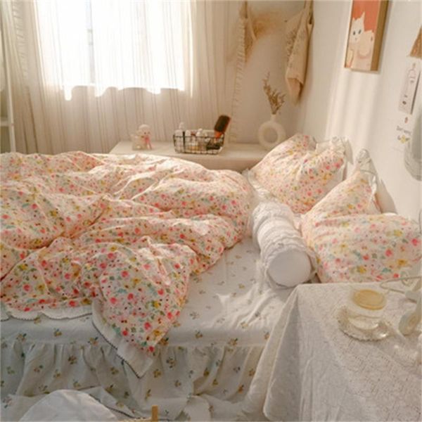 

bedding sets floral set cotton 4pcs sheet quilt  comforter cute duvet cover bed pillowcase