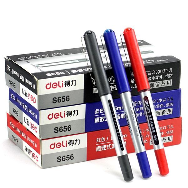 

gel pens 12pcs special offer deli s656 pen liquid ballpoint 0.5mm black signing