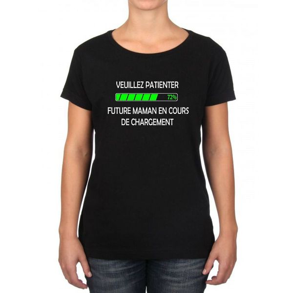 

womens t-shirt please wait future mother being loaded, White;black