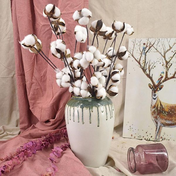 

natural dried cotton bouquet 8 heads artificial stem home decor wall room decoration accessories decorative flowers & wreaths