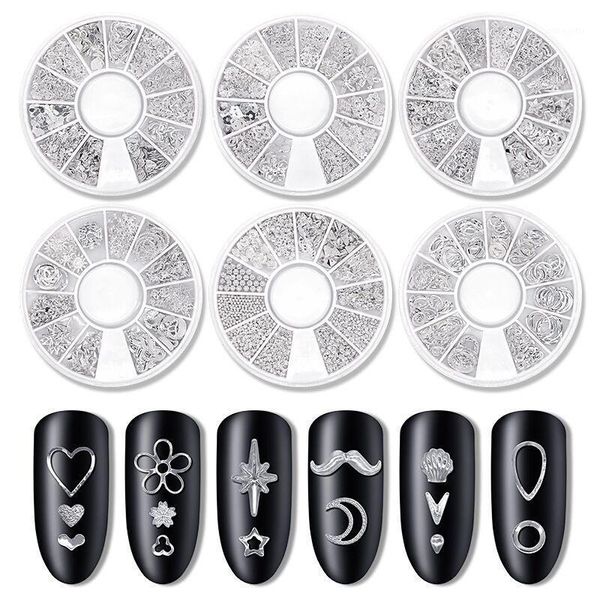 

grid nail rivet jewelry star moon metal alloy decoration hollow box drill art accessories aacddzzx1, Silver;gold