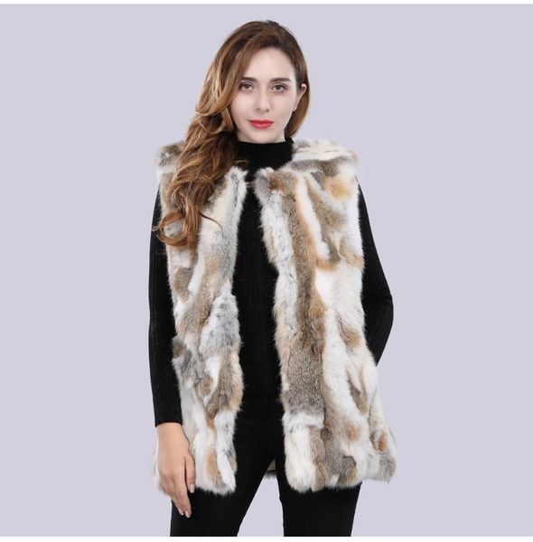 

women's fur & faux real genuine natural vest winter warm jacket gilet custom any size, Black