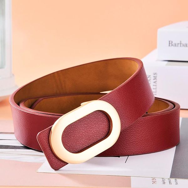 

belts women belt luxury designer needle hole adjustable alloy ring circle gold buckle fashion leather jeans dress waistband, Black;brown