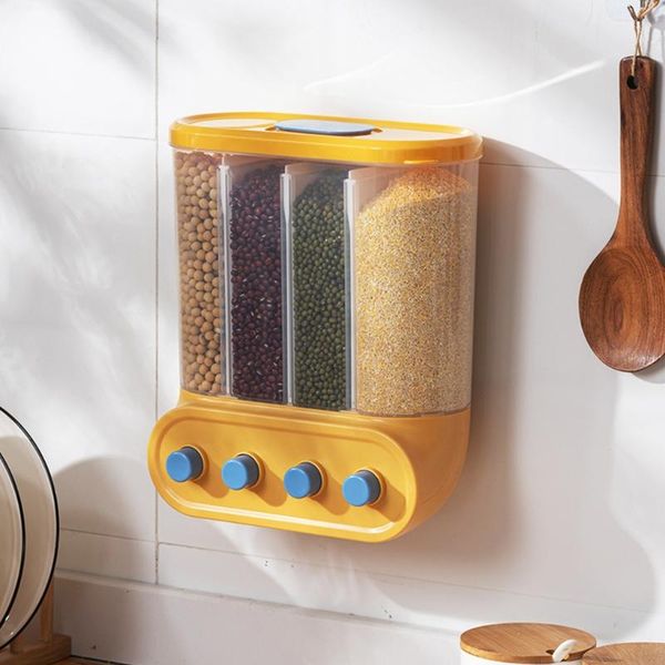 

storage bottles & jars wall-mounted separate grain rice bucket kitchen classification tank transparent division sealed organizer
