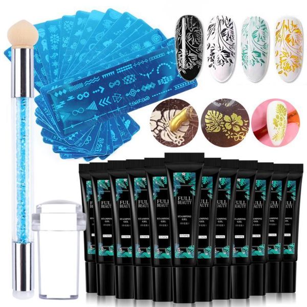

26pc nail art stamp plate set 8ml stamping gel polish silicone stamper scraper image print template stencils manicure kit la18131