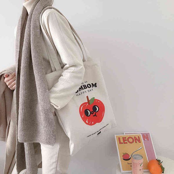 

shopping bags hylhexyr women s shoulder single ladies casual large capacity canvas bag cartoon printed versatile student handbag 220307