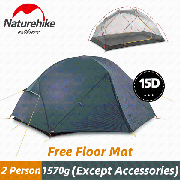 

naturehike mongar 2-3 person camping tent 15d nylon upgrade double layer outdoor ultralight 1.57kg waterproof travel hiking tents and shelte