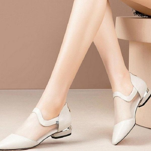 

mesh sandals female 2021 spring and summer korean version of the baotou pointed thick with, Black