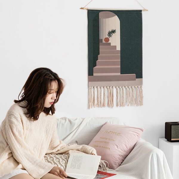 

tapestries hand knitting abstract tapestry aesthetic modern simple creativit wall living room tapisserie mural home decor ek50wt