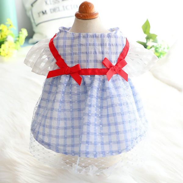 

summer pet clothes plaid cat dress for dogs skirt princess wedding dresses girl york skirts dog apparel