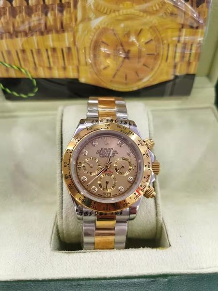 

with original box watch 40mm 116503 116509 116523 sapphire 18k yellow gold no chronograph mechanical automatic mens watches, Slivery;brown