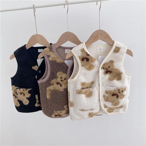 

winter children's velvet vest fashion cartoon bear thicken warm for boys and girls kids clothing baby casual waisrcoat waistcoat, Camo