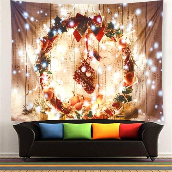 

tapestries christmas wall tapestry fabric hanging tree wreath window blanket carpet wood decor hippie cat boho