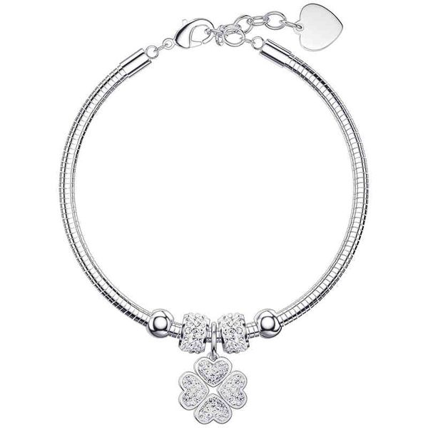 

fashion 2022 newt four leav clover pendant 925 stainls steel bracelet for women jewelry, Golden;silver