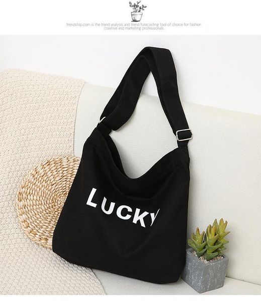 

evening bags simple casual lucky letter cavans bag large capacity school girls shoulder cloth oxford shopper messenger