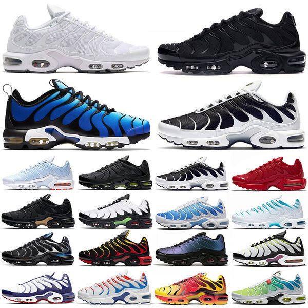 

wholesale tn plus running shoes for men women triple black sunset hyper blue university red white mens trainers sports sneakers size 36-46, White;red