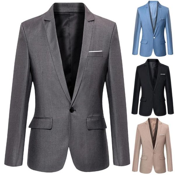 

men business blazers spring autumn formal men's coat male fashion solid color blazer long sleeve lapel slim suits, White;black