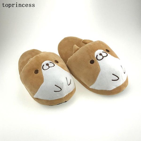

fashion fuzzy slippers cartoon shiba inu winter for ladies and girls dinosaur warm women, Black