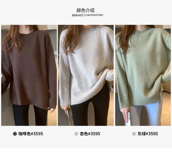 

autumn and winter sweater women turtleneck long-sleeved blouse loose over a knitted coat women's sweaters, White;black