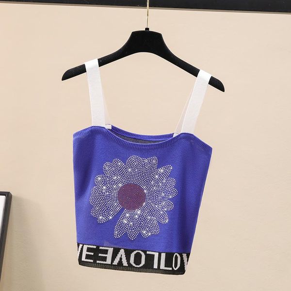 

women's tanks & camis 2021 summer women diamonds knitted crop streetwear tube sleeveless off shoulder cute, White