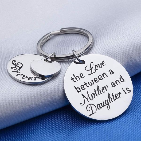 

10pieces/lot mother day gifts keychain for mom daughter the love between a mother and daughter is forever birthday wedding pendant for wome, Silver
