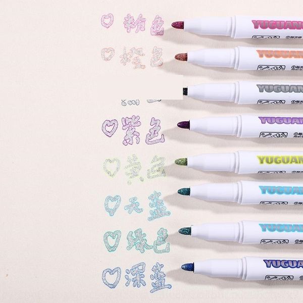 

mbt double painting pens outline double line dream fluorescent marker metal pen 8 color 12 color suit, Black;red