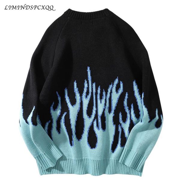 

women's sweaters flame crew neck arrivals knitwear jacquard sweater hip hop pullover hipster woman clothing plus size, White;black