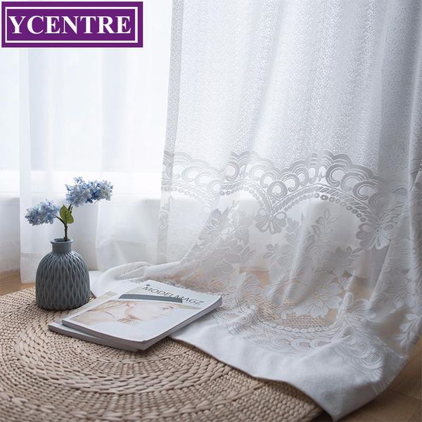 

curtain & drapes ycentre decorative semi jacquard modern lace sheer tulle voile panel window for livingroom kitchen bedroom door