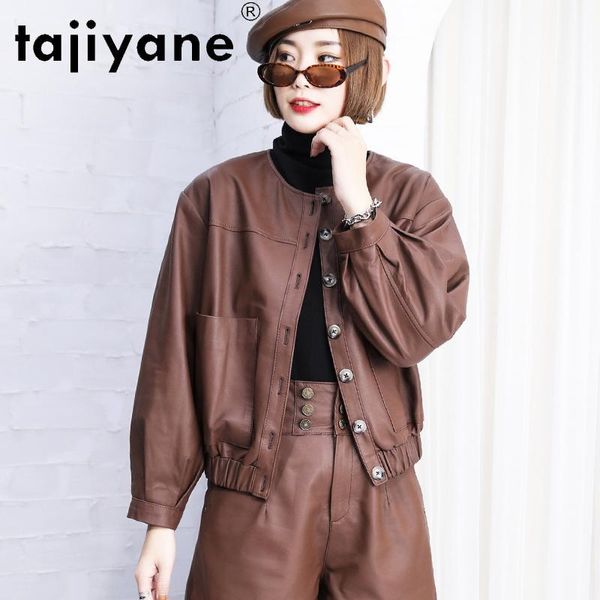 

women's leather & faux tajiyane fashion genuine jacket woman real sheepskin coat female short jackets for women jaqueta feminina pph489, Black