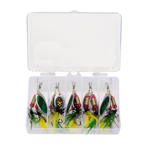 

fishing lures 10pcs spinner baits with tackle box, shrimp squid tail kits bionic feather bait hooks
