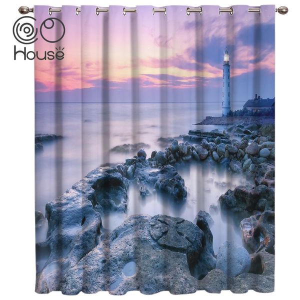 

curtain & drapes cocohouse evening scenery lighthouse ocean reef sunset colorful clouds window curtains dark outdoor kitchen fabric indoor d
