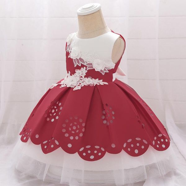 

toddler flower 1 year birthday baby girl dresses ball gown evening dress party wedding clothes baptism kid for girls girl's, Red;yellow