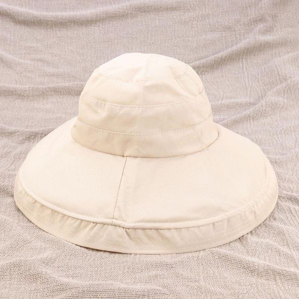 

fisherman hat fashion summer big edge sun protection ladies cap shade for beach (beige) outdoor hats, Black;white