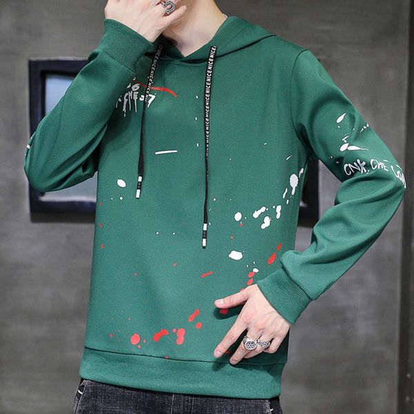 

spring and autumn sweater casual youth trend long sleeve hooded sweater, Black