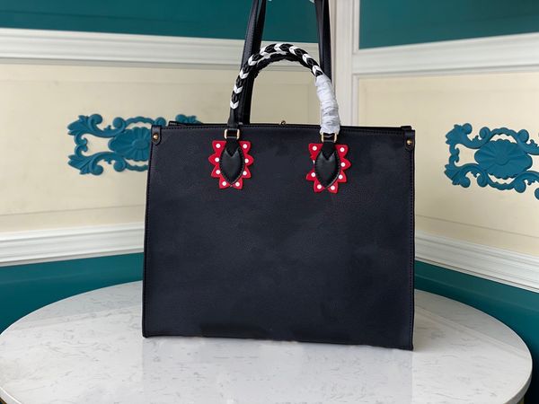 

crafty onthego gm empreinte leather shopping tote bag embossed grained cowhide woman designer handbag bicolor giant version 45373