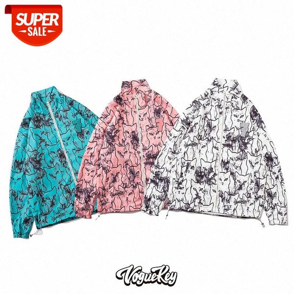 

men's street loose trend hip-hop printed jacket windbreaker #iu0f, Black;brown