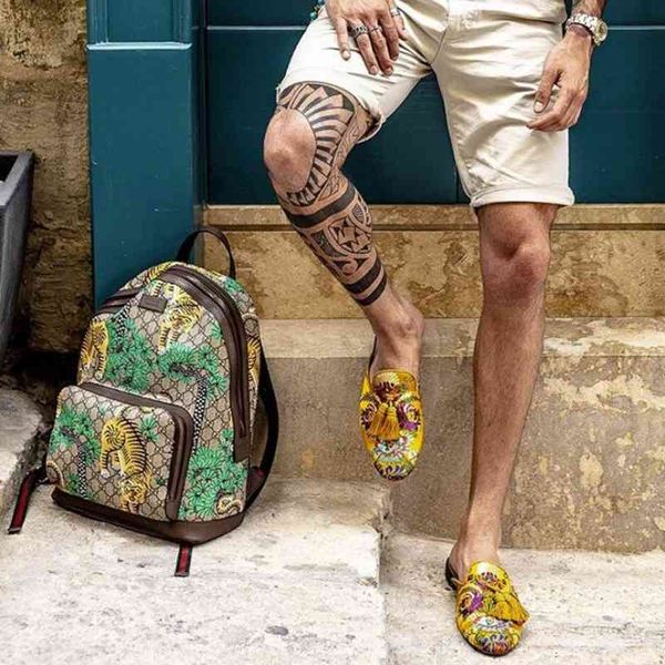 

slippers pu men leather shoes embroidery casual dress brogue spring vintage classic male summer f522, Black