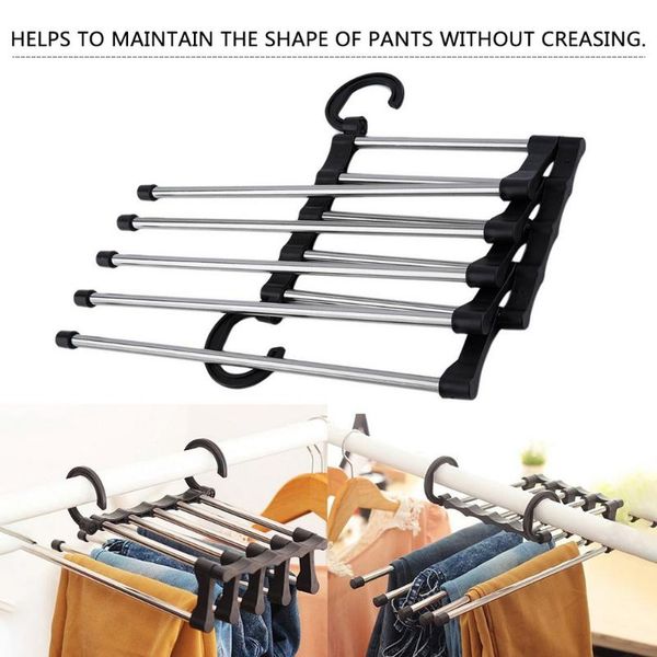 

hangers & racks 1pc storage artifact folding dual hook stainless steel rack hanger space saving rousers non slip magic