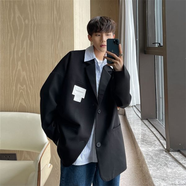

suit coat men's korean trend loose casual coats 2021 new handsome large size green black blazer autumn clothing 9y8760, White;black