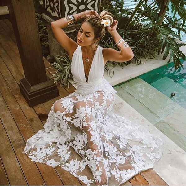 Vestidos casuais elegante para as mulheres 2021 verão sexy sem mangas boho sol vestido branco longo maxi chique hippie praia roupão