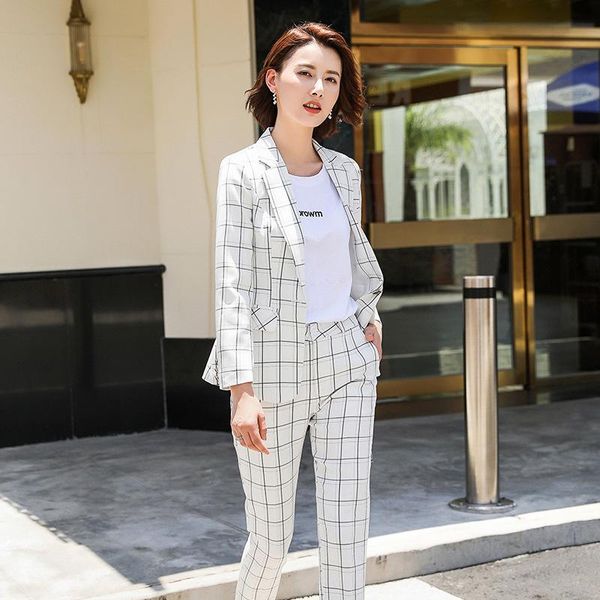 

women's suits & blazers suit 2021 autumn fashion casual temperament loose plaid single buckle small two-piece, White;black