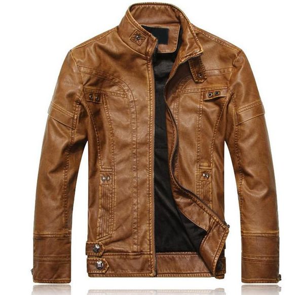 

men's fur & faux men motorcycle biker leather jacket mens jaqueta de couro masculina windbreak coats, Black