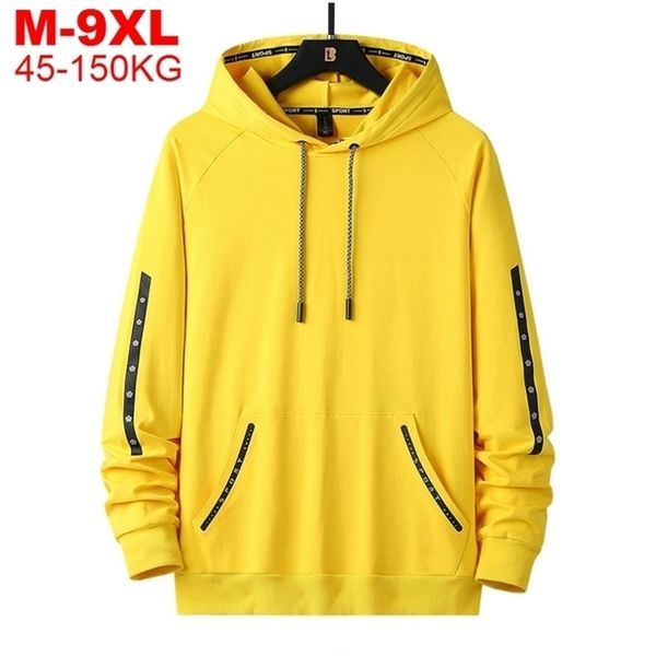 

big size 9xl 150kg men hoodies sweatshirt casual hooded pullover mens hip hop streetwear sweatshirt oversized hoodie tracksuit 211025, Black