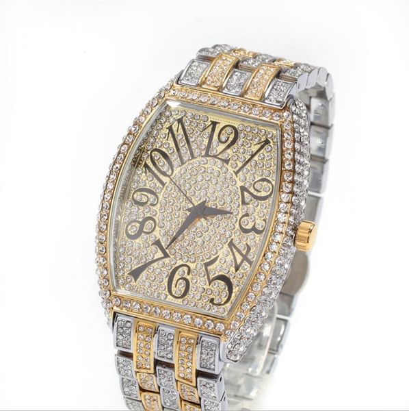 

fashion mens watches full diamond iced out watch hip hop gold silver black watch, Slivery;brown