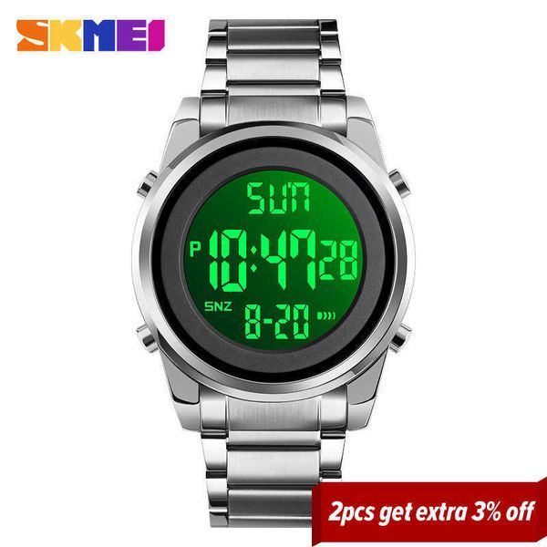 SKMEI Dijital 2 Zaman Erkek Saatler Moda LED Erkekler Dijital Saatler Chrono Erkek Reloj Hombre 1611 Q0524 için Alarm Saat Geri Say