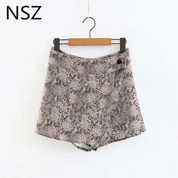 

women's shorts women animal print snake skirt high waist street fashion vintage, White;black