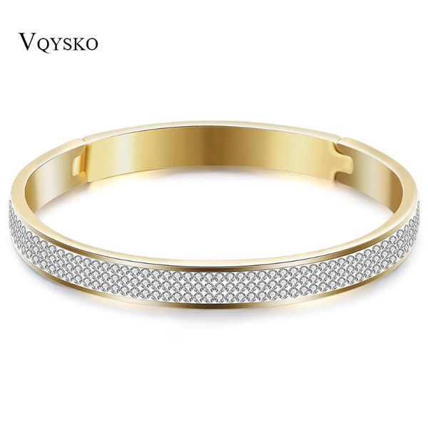 

gold color stainless steel crystal bangles for lovers women bangle, Black